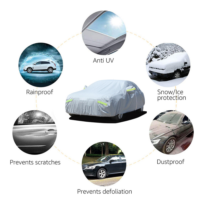Универсални калъфи за автомобили Auot Вътрешна външна защита Пълно покритие Сенник Водоустойчив Прахоустойчив Устойчив на сняг S/M/L/XL/XXL
