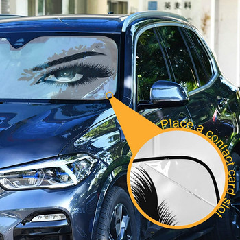 Oarencol Woman Eyes Eyelash Предно стъкло на автомобил Сенник Сгъваем UV Ray Sun Visor Protector Сенник, за да поддържа автомобила ви хладен (55\
