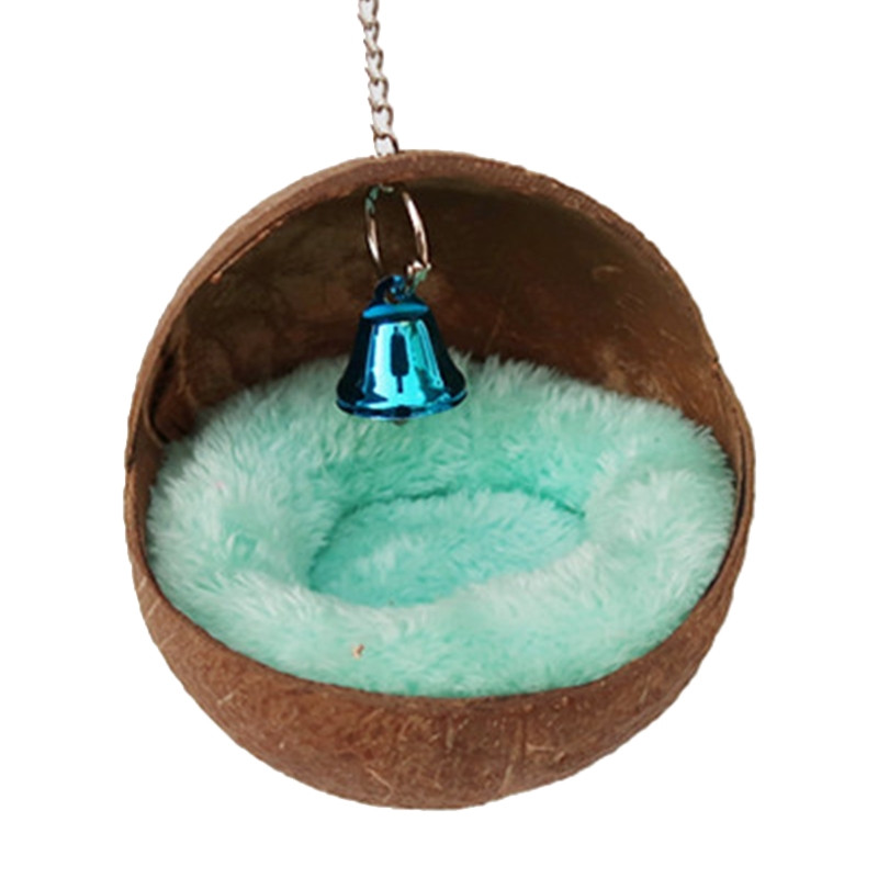 12 cm kāmju slēptuve ar kokosriekstu bumbu iekarināma šūpuļtīkla gulta ar plīša paklājiņa zvaniņu būri maziem dzīvniekiem putnu planierim jūrascūciņas mājdzīvnieku ligzda