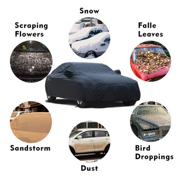 Υφασμάτινα καλύμματα πλήρους αυτοκινήτου Καθολική αναπνεύσιμη αδιάβροχη μαύρη προστασία από τον ήλιο Κάλυμμα σκόνης βροχής Snow Full Car Sedan SUV Προστασία