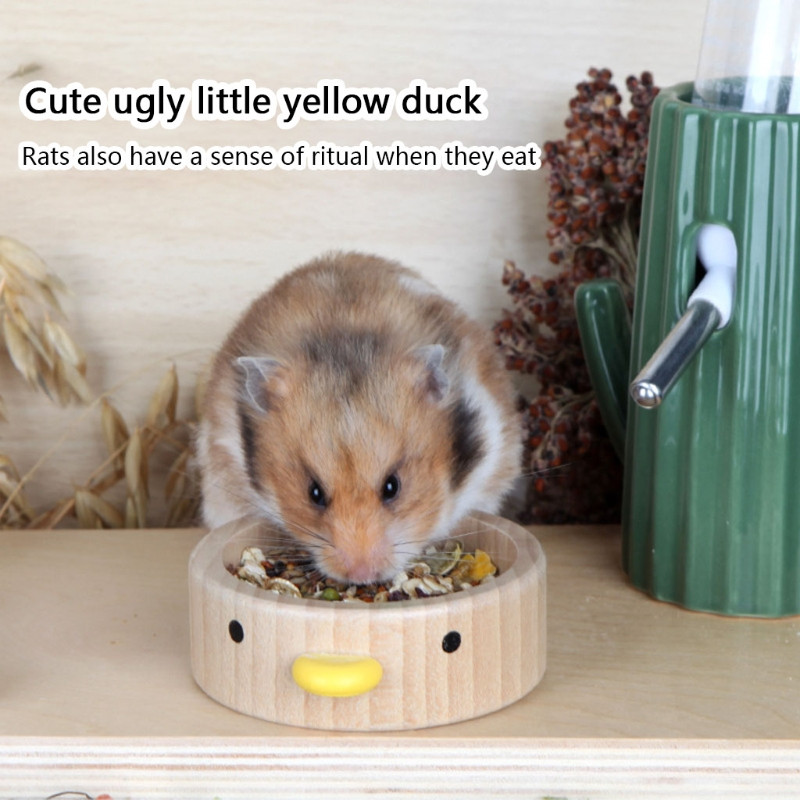 2 kom. Drvena zdjela za hrčke Slatka žuta patka Dizajn Bez preokreta Zdjele za hranjenje Male životinje Glatka površina Okrugle posude za hranu 8 cm