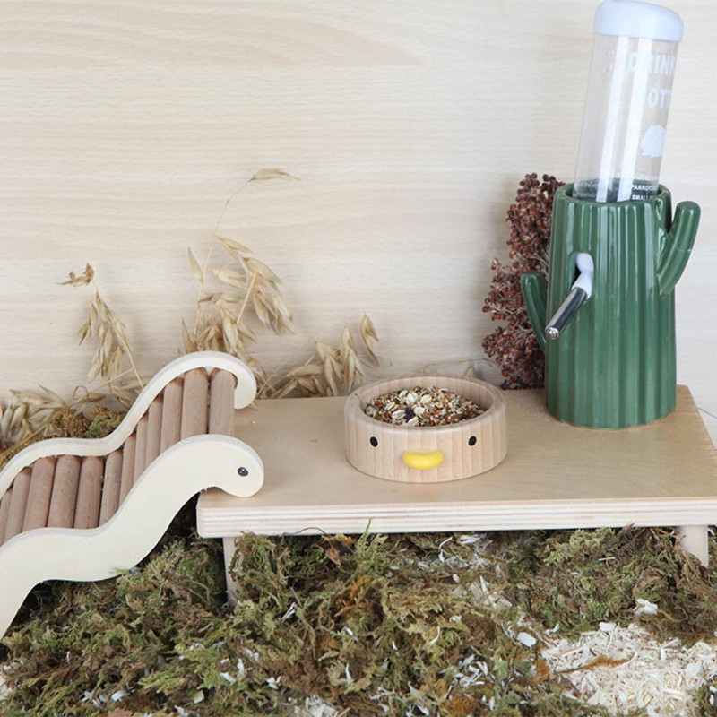 2 kom. Drvena zdjela za hrčke Slatka žuta patka Dizajn Bez preokreta Zdjele za hranjenje Male životinje Glatka površina Okrugle posude za hranu 8 cm