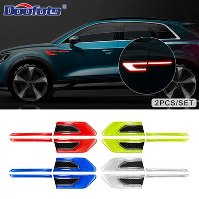 2PCS Car Reflective Tape Bumper Reflective  Strip Warning Safety Mark Carbon Fiber Stickers Auto Styling Accessories for all car