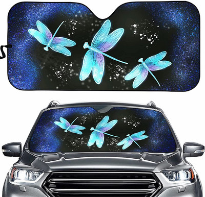 Sieviešu acis ar garām skropstām priekšējā vējstikla ēna grims rozā mirdzoša acu ēnas drukas saliekamais saulessargs sedan kravas apvidus auto