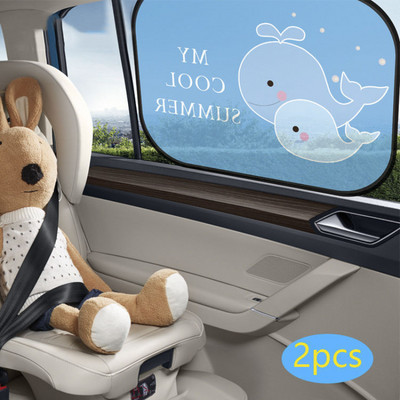 2 vnt Automobilio šoninio lango skėčiai nuo saulės animacinių filmų raštuoti automatiniai skėčiai nuo saulės, apsauga, sulankstomas automobilio dangtelis, skirtas kūdikių vaikui, vaikų automobilio modeliavimui