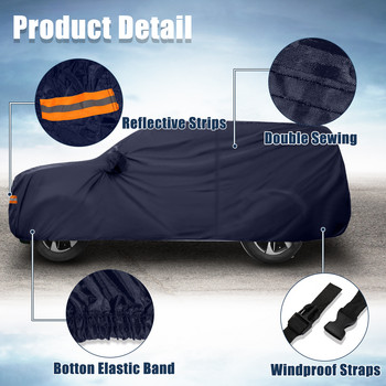 X Autohaux SUV Cover for Chevrolet Tahoe 4 Door 2007-2020 Αδιάβροχο Sun Rain Dust Wind Snow Protection 190T PU W/ Door Zipper