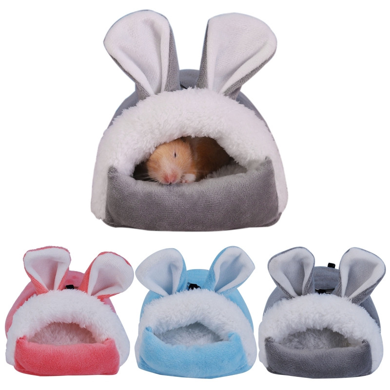 Χαριτωμένο κουνέλι σε σχήμα αυτιού χάμστερ βαμβακερή φωλιά Μαλακή βελούδινη χειμωνιάτικη ζεστή ινδικά χοιρίδια Αρουραίος για ύπνο Κρεβάτι για μικρά ζώα Προμήθειες για κατοικίδια