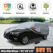 X Autohaux PEVA Full Car Καλύμματα Universal αδιάβροχη εξωτερική ανθεκτική στον ήλιο μαλακή επένδυση με φερμουάρ Πόρτα προστασίας αυτοκινήτου για SUV