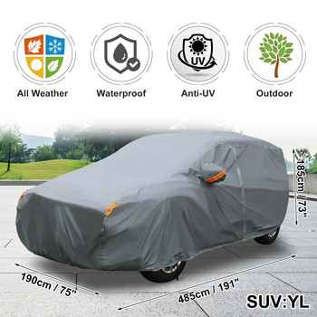 X Autohaux PEVA Full Car Καλύμματα Universal αδιάβροχη εξωτερική ανθεκτική στον ήλιο μαλακή επένδυση με φερμουάρ Πόρτα προστασίας αυτοκινήτου για SUV
