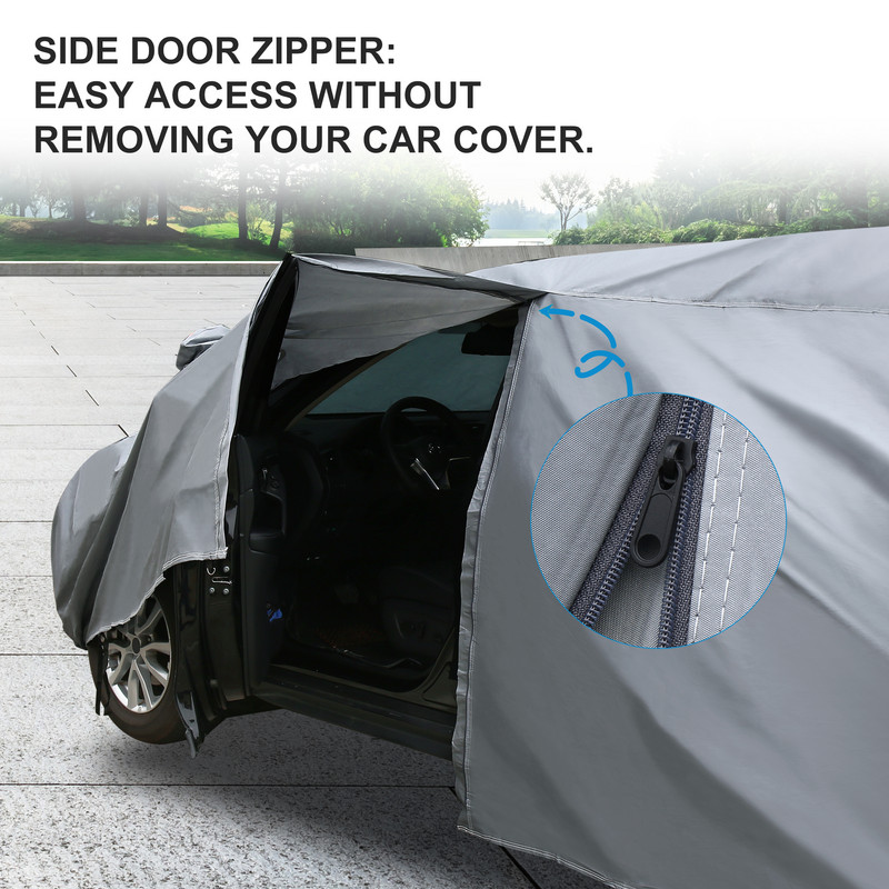 X Autohaux PEVA Пълни калъфи за автомобили Универсални водоустойчиви външни, устойчиви на слънце меки подплати с цип Защитни врати за автомобили за SUV