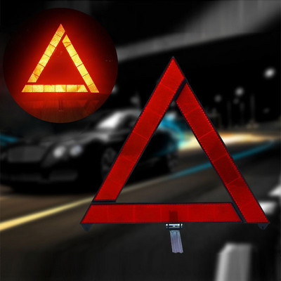 Avarinio automobilio gedimo įspėjamasis trikampis raudonas atspindintis saugos pavojus Automobilio trikojis sulankstytas stabdymo ženklas Reflektorius