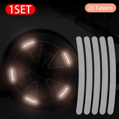 20 tk rattarummu helkurkleebised kriimustusvastased auto kere dekoratiivsed velje ribad, hoiatus, möödumine auto mootorratta jalgrattale