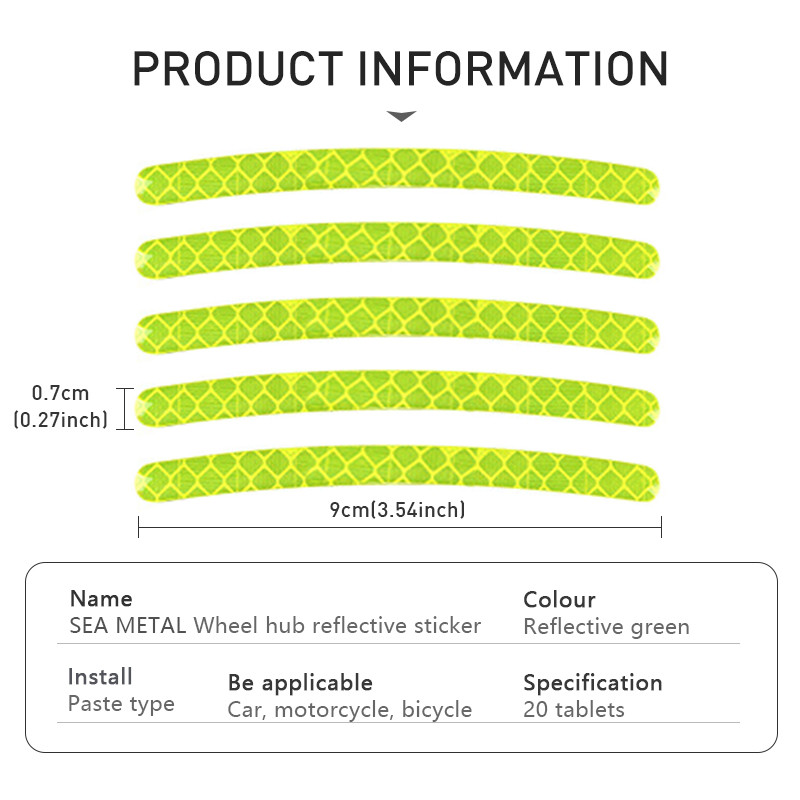 20 tk rattarummu helkurkleebised kriimustusvastased auto kere dekoratiivsed velje ribad, hoiatus, möödumine auto mootorratta jalgrattale