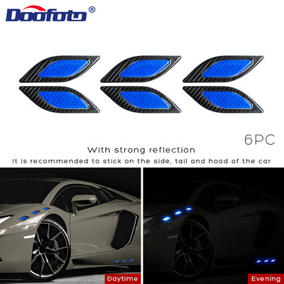 6 bucăți 3D pentru stilul mașinii benzi reflectorizante din fibră de carbon pentru bara de protecție, bandă de avertizare de siguranță, autocolante reflectoare de siguranță, accesorii pentru exteriorul mașinii