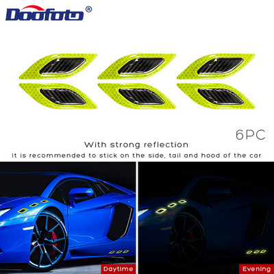 6 bucăți 3D pentru stilul mașinii benzi reflectorizante din fibră de carbon pentru bara de protecție, bandă de avertizare de siguranță, autocolante reflectoare de siguranță, accesorii pentru exteriorul mașinii