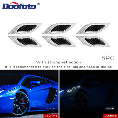 6 bucăți 3D pentru stilul mașinii benzi reflectorizante din fibră de carbon pentru bara de protecție, bandă de avertizare de siguranță, autocolante reflectoare de siguranță, accesorii pentru exteriorul mașinii