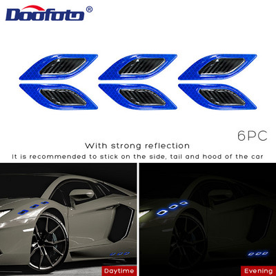 6 bucăți 3D pentru stilul mașinii benzi reflectorizante din fibră de carbon pentru bara de protecție, bandă de avertizare de siguranță, autocolante reflectoare de siguranță, accesorii pentru exteriorul mașinii