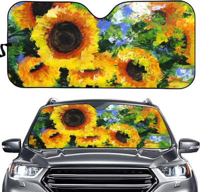 Parasolar personalizat pentru parbriz frontal auto Daisy - blocheaza razele UV Protector parasolar - Parasolar automat pliabil acordeon pt.
