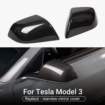 Κάλυμμα πίσω καθρέπτη για Tesla Model 3 Αυτοκόλλητο πλευρικού καθρέφτη οπισθοπορείας Διακοσμητικό αυτοκίνητο Τροποποίηση από ανθρακονήματα ABS για Model3 2017-2023