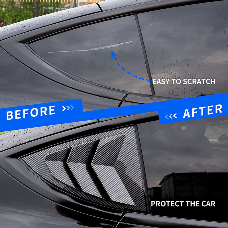 2 KOM stražnjeg prozora automobila trokutast eksterijer s tri lista Deflektor kapaka Dekoracija Modificirani dodaci za Tesla Model Y