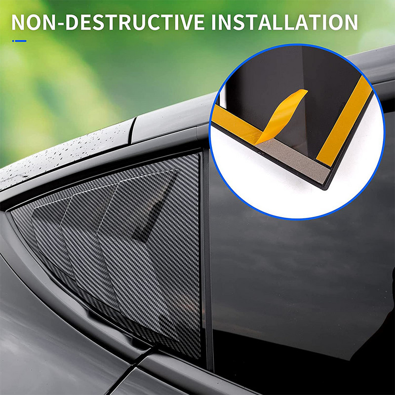 2 KOM stražnjeg prozora automobila trokutast eksterijer s tri lista Deflektor kapaka Dekoracija Modificirani dodaci za Tesla Model Y