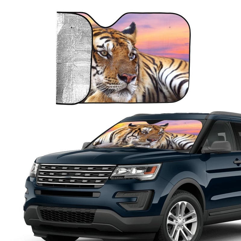 Predator Tiger Sunset napernyő szélvédő Animal Lovers univerzális burkolat első blokk ablak autó napernyő árnyékoló napernyő védő