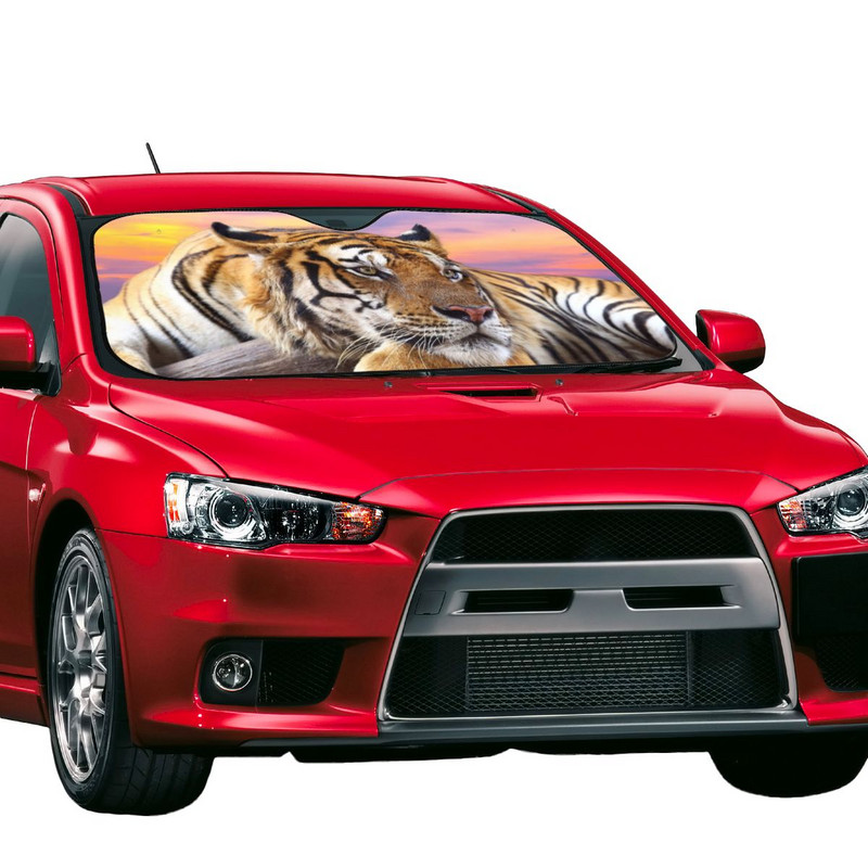Predator Tiger Sunset napernyő szélvédő Animal Lovers univerzális burkolat első blokk ablak autó napernyő árnyékoló napernyő védő