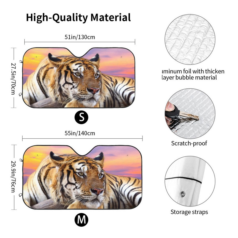 Predator Tiger Sunset napernyő szélvédő Animal Lovers univerzális burkolat első blokk ablak autó napernyő árnyékoló napernyő védő