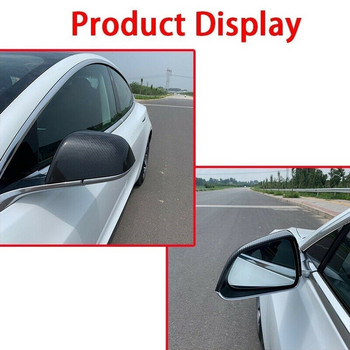 Защитни капачки на страничните огледала на крилата ABS материал с шарка на въглеродни влакна Капачки на огледалата за Tesla Model 3 2017-2020