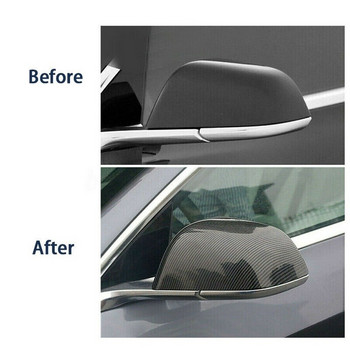 Защитни капачки на страничните огледала на крилата ABS материал с шарка на въглеродни влакна Капачки на огледалата за Tesla Model 3 2017-2020