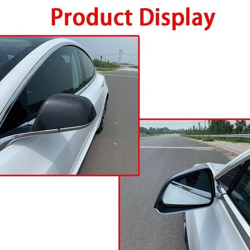 Oldalsó szárnyú tükörburkolatok védősapkái ABS anyagú, szénszálas mintájú tükörtakaró sapkákkal, Tesla Model 3 2017-2020