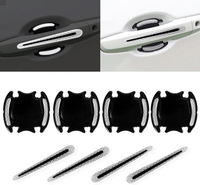 UEESHOP 3D autós fényvisszaverő matrica szalag fényvisszaverő sárvédő figyelmeztető lökhárító csík ajtó fogantyú tálborító autó külső tartozék készlet