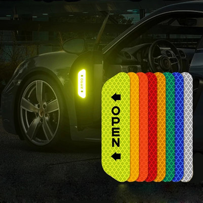 4 бр./компл. Car Reflectante Reflector Sticker Car BodyHigh Reflective Exterior Auto Accessories Reflective Tape Reflex Warning