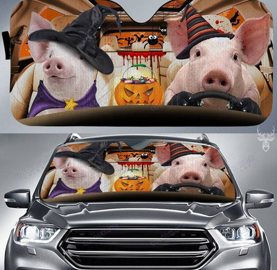 Pig Couple autós napernyő, autós szélvédő napernyő, disznóautó-tartozékok, autódíszítés, ajándék neki, disznóbarát