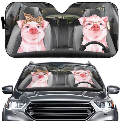 Pig Couple autós napernyő, autós szélvédő napernyő, disznóautó-tartozékok, autódíszítés, ajándék neki, disznóbarát