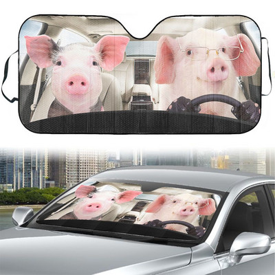 Pig Couple autós napernyő, autós szélvédő napernyő, disznóautó-tartozékok, autódíszítés, ajándék neki, disznóbarát