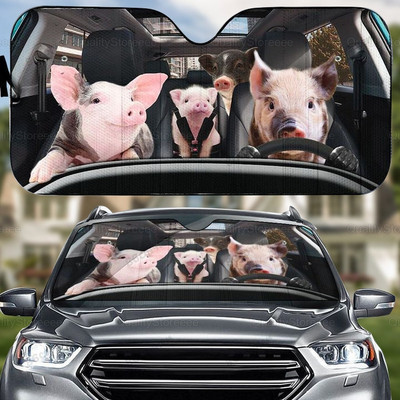 Pig Couple autós napernyő, autós szélvédő napernyő, disznóautó-tartozékok, autódíszítés, ajándék neki, disznóbarát