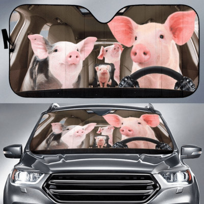Pig Couple autós napernyő, autós szélvédő napernyő, disznóautó-tartozékok, autódíszítés, ajándék neki, disznóbarát