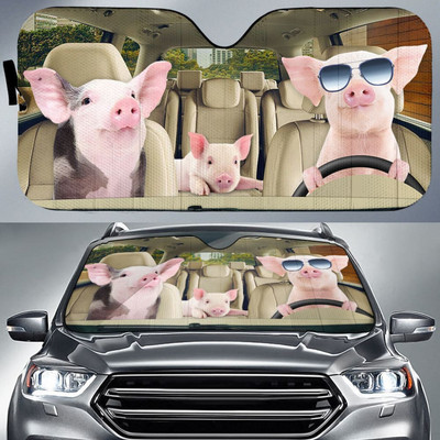 Pig Couple autós napernyő, autós szélvédő napernyő, disznóautó-tartozékok, autódíszítés, ajándék neki, disznóbarát