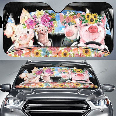 Pig Couple autós napernyő, autós szélvédő napernyő, disznóautó-tartozékok, autódíszítés, ajándék neki, disznóbarát