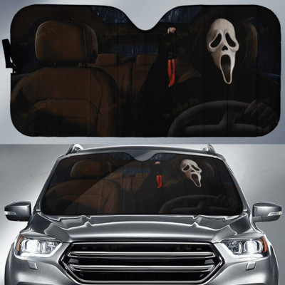 Poklon za Noć vještica 3D cool horor filmovi Dizajn Print Zaštita unutrašnjosti automobila Prednje vjetrobransko staklo Sklopivi suncobran za SUV automobile