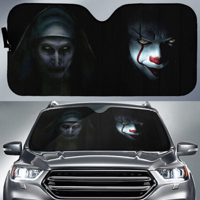 Poklon za Noć vještica 3D cool horor filmovi Dizajn Print Zaštita unutrašnjosti automobila Prednje vjetrobransko staklo Sklopivi suncobran za SUV automobile