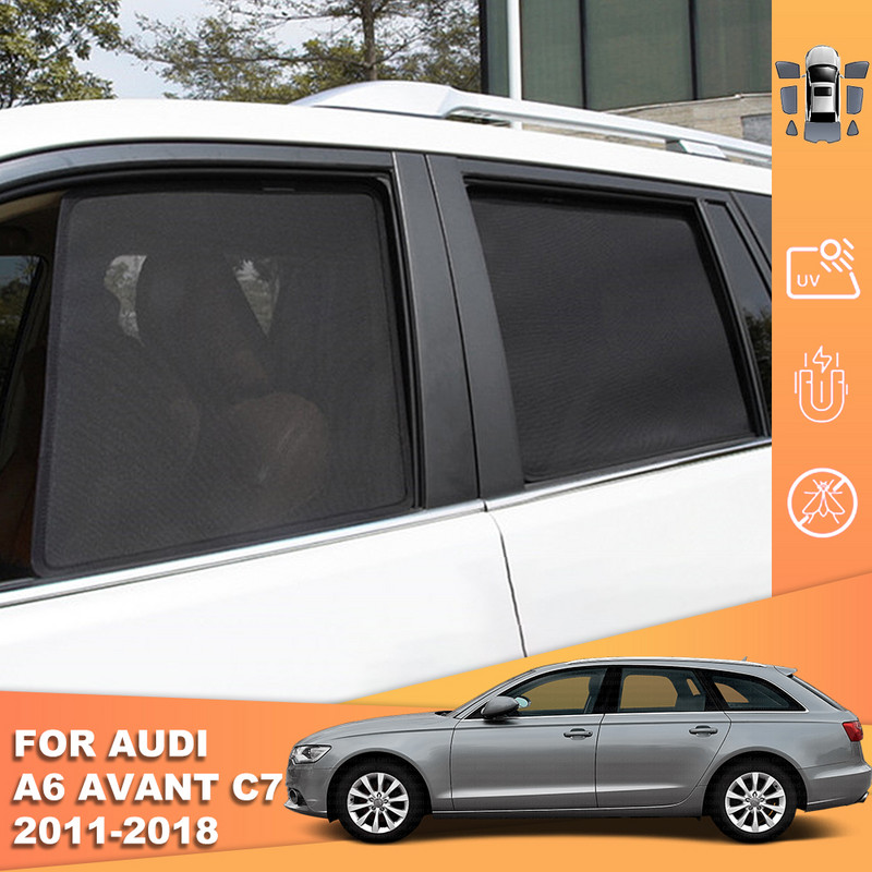 Για Audi A6 C7 AVANT ALLROAD 2011-2018 Μαγνητική ασπίδα ηλίου αυτοκινήτου Μπροστινή κουρτίνα παρμπρίζ Πίσω πλαϊνό παράθυρο σκίαστρο