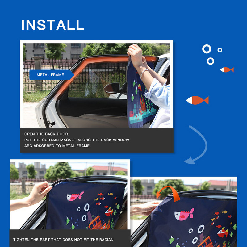 Μόνωση Κάλυμμα αντηλιακής σκιάς αυτοκινήτου UV Protect πλευρικό παράθυρο μαγνητικό εξάρτημα Γενικό αντηλιακό αξεσουάρ αυτοκινήτου για μωρά Παιδιά Χαριτωμένα