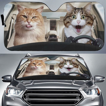 Сенник за кола с котка Savannah, предно стъкло с котка Savannah, сенник за семейство котки, аксесоари за кола за котки, украса за кола, подарък за татко, Mo
