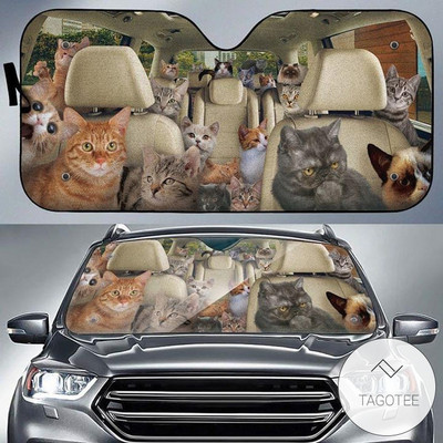 Savannah cat Car Sun Shade, Savannah cat Windshield, Cats Family Sunshade, Cat Accessories Car, Διακόσμηση αυτοκινήτου, Δώρο για τον μπαμπά, Mo