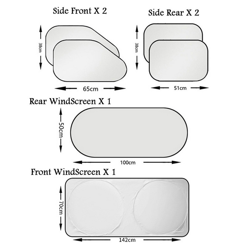 6бр. Автомобилен преден заден страничен слънцезащитен крем Прозорец Сенник Капак Протектор Завеса Сенник за автомобил Защита на предното стъкло
