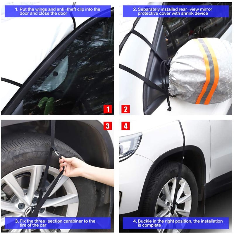 Autós kültéri jégmentesítő fagyálló vízálló napernyők szélvédővédő téli külső burkolat Auto külső védőtartozékok