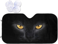 Fața de pisică cu ochi galbeni Parasolar auto pentru parbriz Blocuri pliabile Raze UV Păstrează vehiculul la rece Protejează interiorul