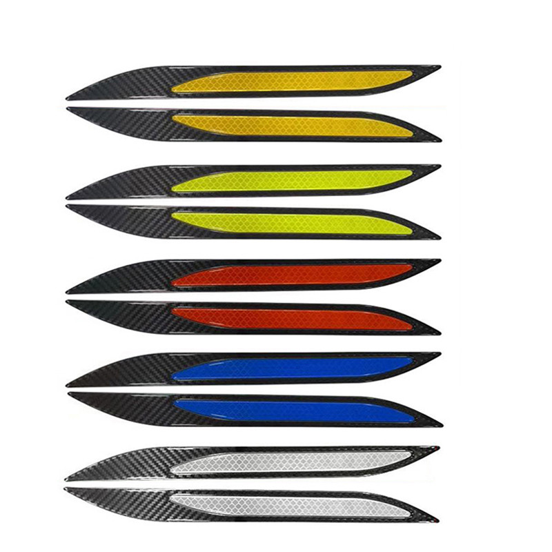 YCCPAUTO 2Pcs Защита на бронята Светлоотразителни ленти Карбонови влакна Предупредителен стикер за безопасност на каросерията Автоматична лента против надраскване